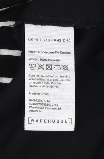 Womens UK Size 14 Warehouse Black Basic Blouse