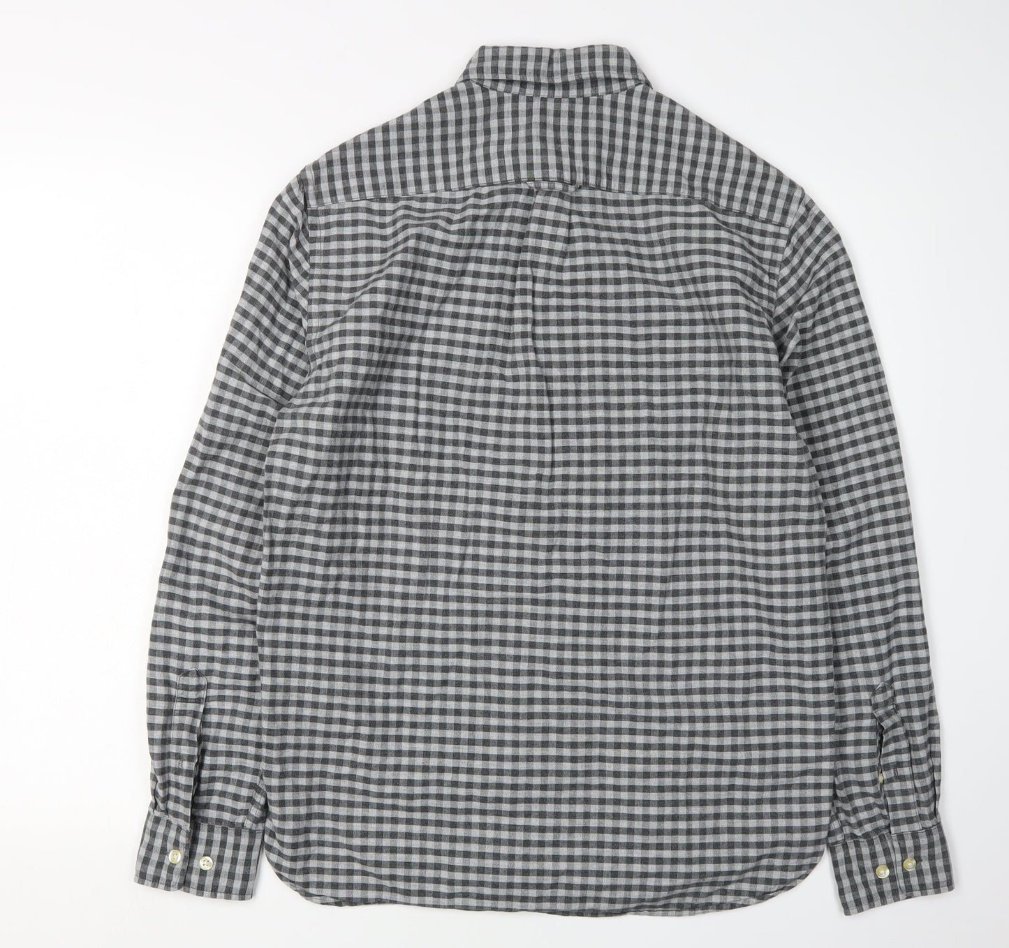 H&M Men's Grey Check Button-Up Shirt, Size S, Regular Fit