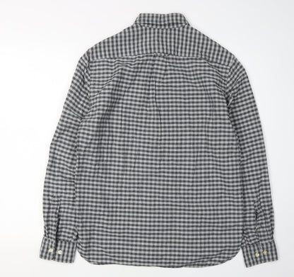 H&M Men's Grey Check Button-Up Shirt, Size S, Regular Fit