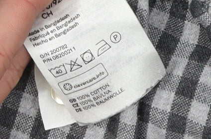 H&M Men's Grey Check Button-Up Shirt, Size S, Regular Fit