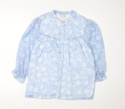 Mauviette Women's Blue Floral Tunic Blouse Size 10