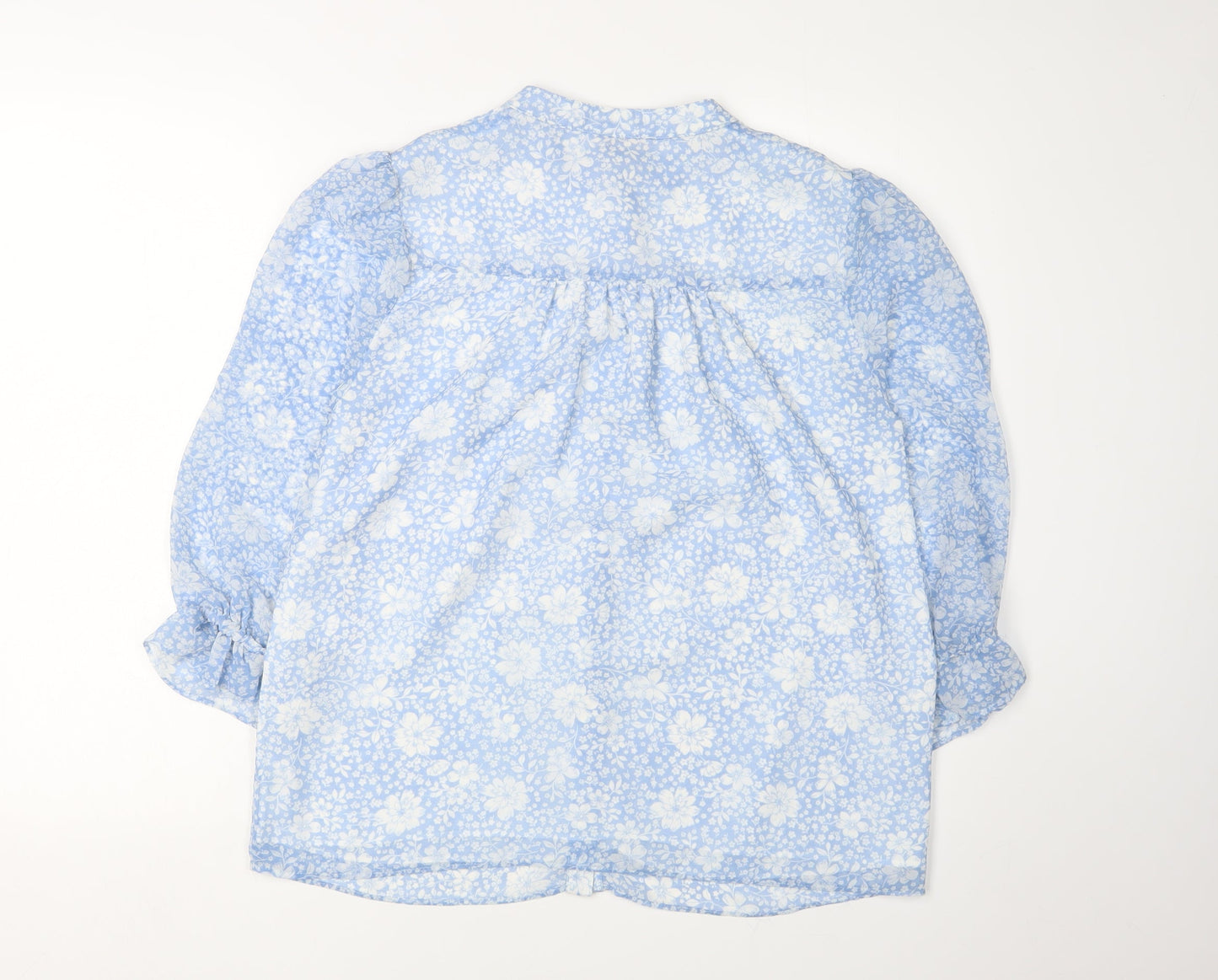 Mauviette Women's Blue Floral Tunic Blouse Size 10