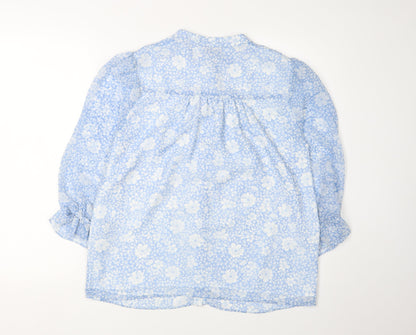 Mauviette Women's Blue Floral Tunic Blouse Size 10
