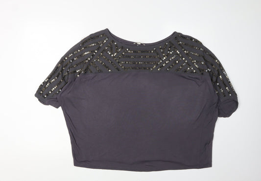 Womens UK Size M Monsoon Grey Basic T-Shirt