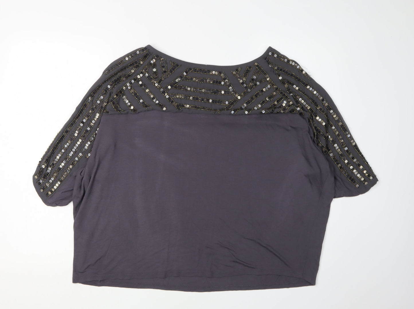 Womens UK Size M Monsoon Grey Basic T-Shirt