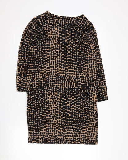 Jaeger Women's Black & Beige Animal Print Dress S