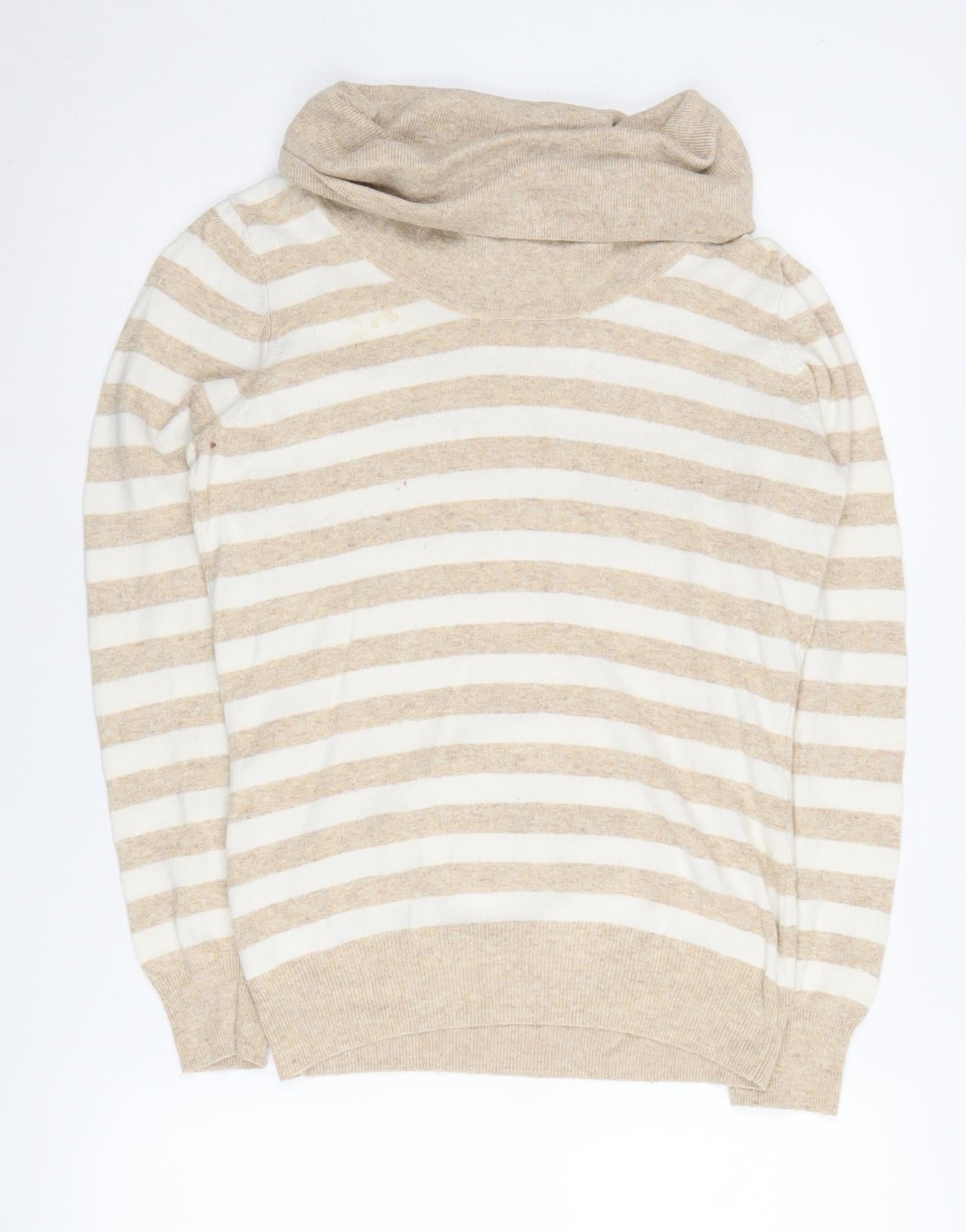 Austin Reed Women's Beige Stripe Cowl Neck Jumper - S