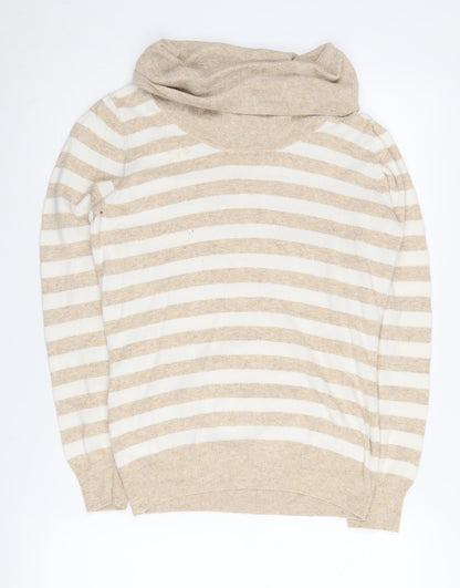 Austin Reed Women's Beige Stripe Cowl Neck Jumper - S