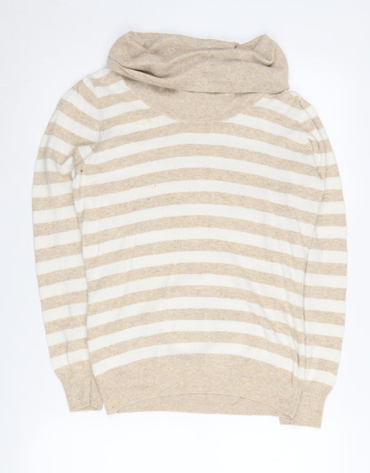 Austin Reed Women's Beige Stripe Cowl Neck Jumper - S