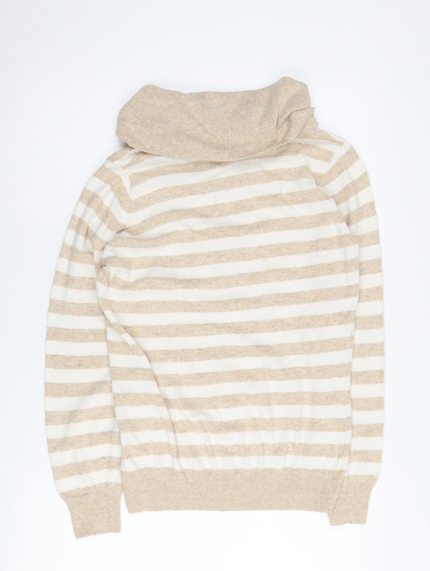 Austin Reed Women's Beige Stripe Cowl Neck Jumper - S