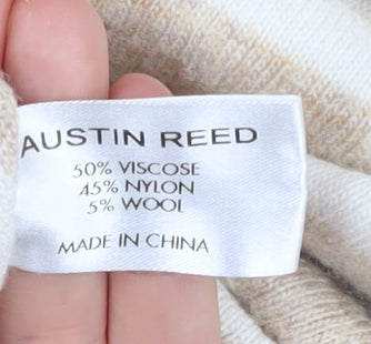 Austin Reed Women's Beige Stripe Cowl Neck Jumper - S