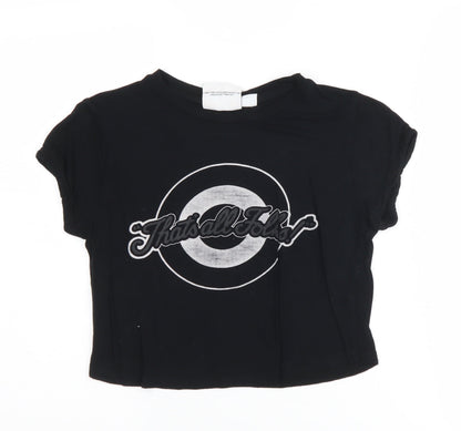 Womens UK Size 6 Looney Tunes Black Cropped T-Shirt