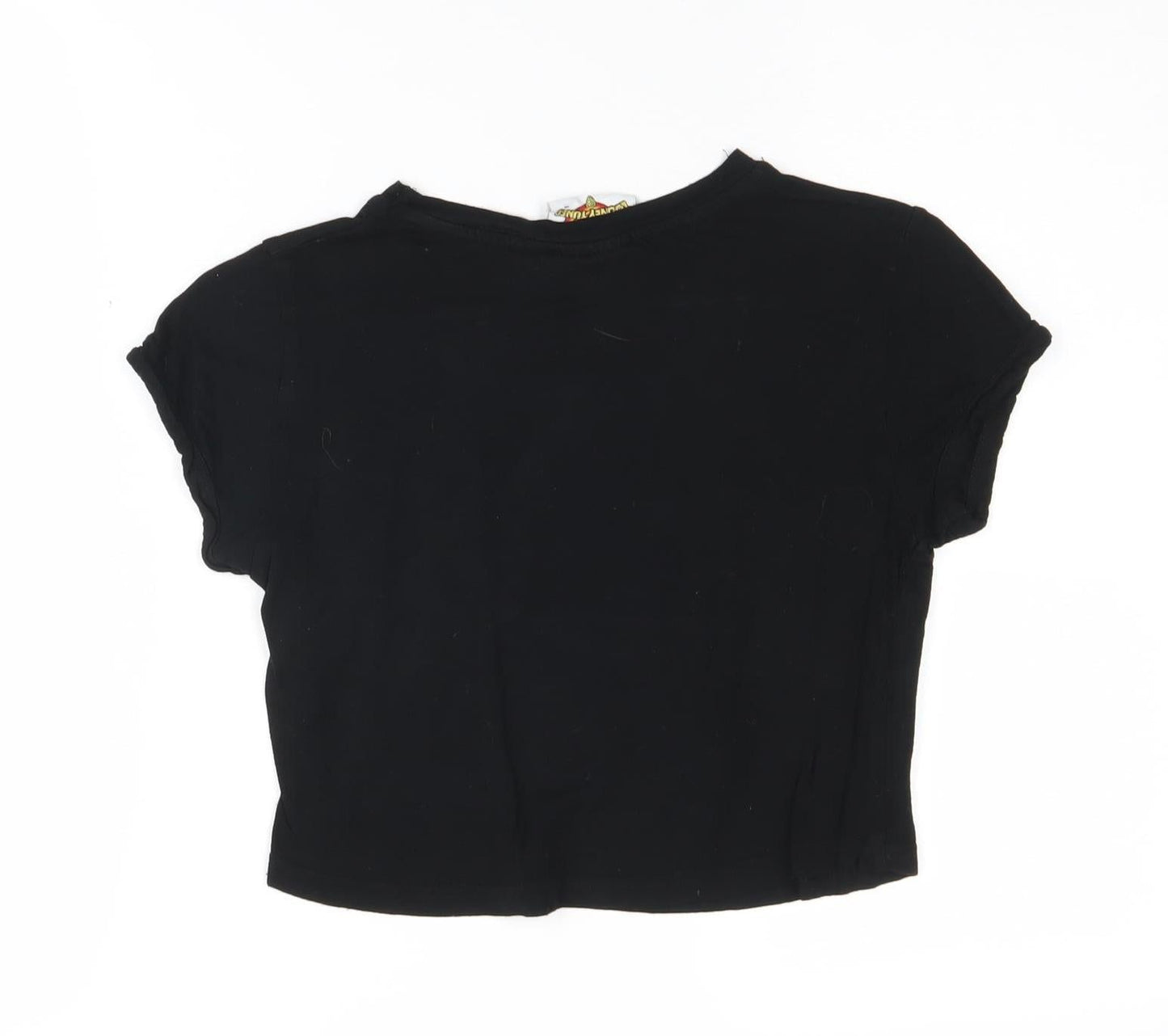 Womens UK Size 6 Looney Tunes Black Cropped T-Shirt