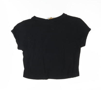 Womens UK Size 6 Looney Tunes Black Cropped T-Shirt