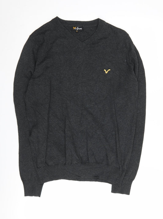 Voi Jeans Men's Black Pullover Jumper, M, V-Neck