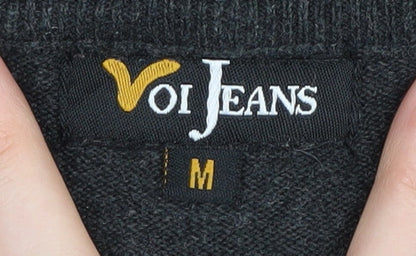Voi Jeans Men's Black Pullover Jumper, M, V-Neck