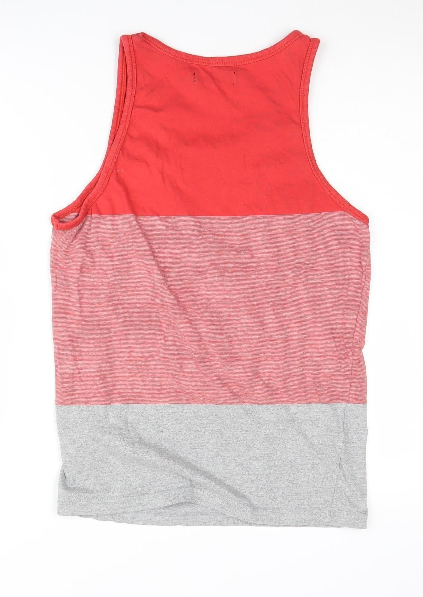 Pierre Cardin Men's Red Sleeveless Colourblock T-Shirt, Size S