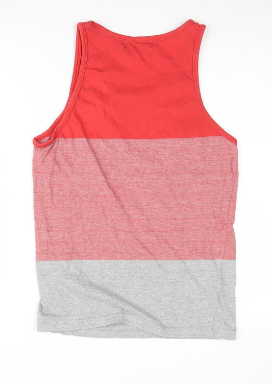 Pierre Cardin Men's Red Sleeveless Colourblock T-Shirt, Size S