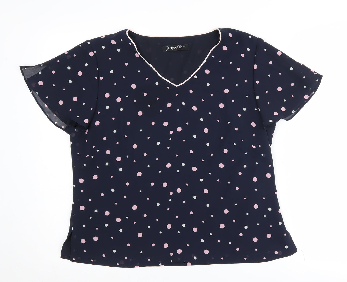 Jacques Vert Women's Blue Polka Dot Blouse Size 14