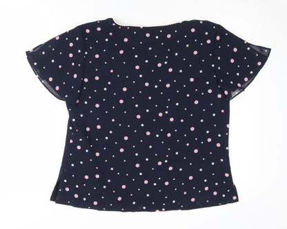 Jacques Vert Women's Blue Polka Dot Blouse Size 14