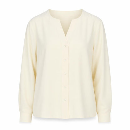 Alexon Women's Beige Button-Up Long Sleeve Blouse