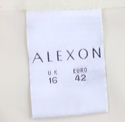 Alexon Women's Beige Button-Up Long Sleeve Blouse