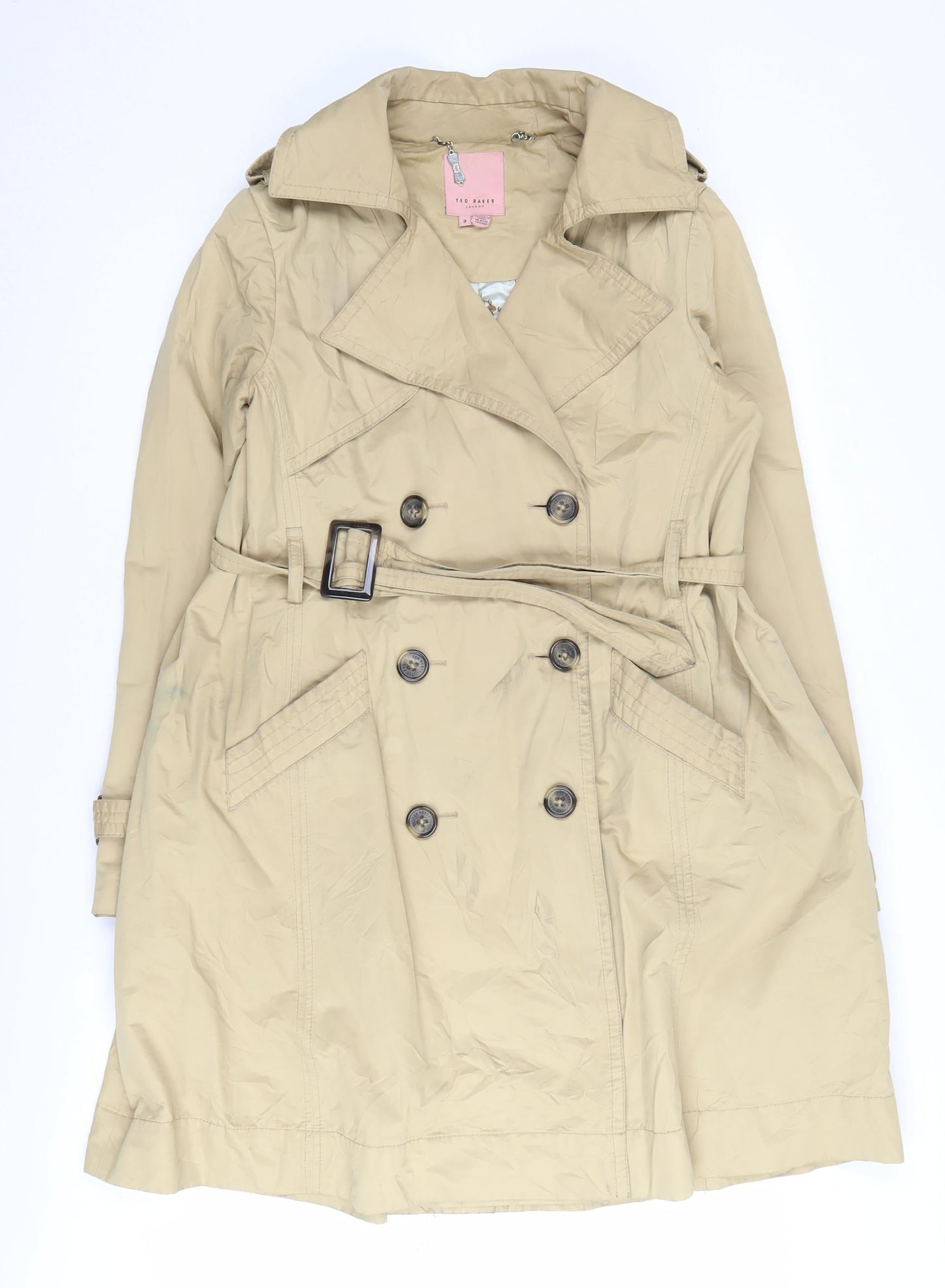 Womens UK Size 6 Ted Baker Beige Trench Coat