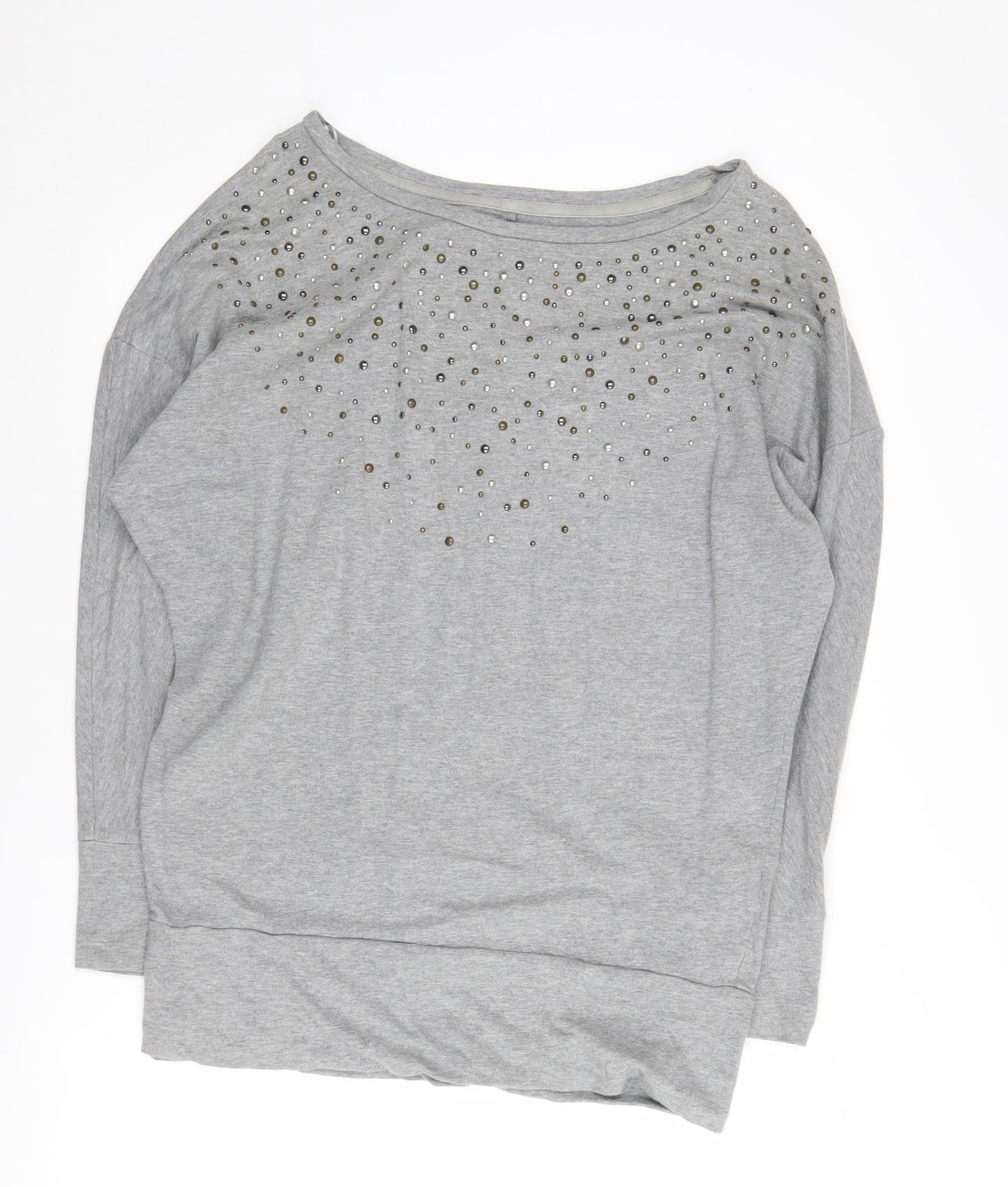 DKNY Women’s Grey Studded Pullover Sweatshirt Medium