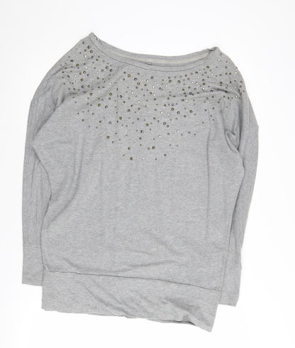 DKNY Women’s Grey Studded Pullover Sweatshirt Medium
