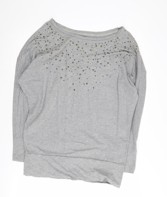 DKNY Women’s Grey Studded Pullover Sweatshirt Medium