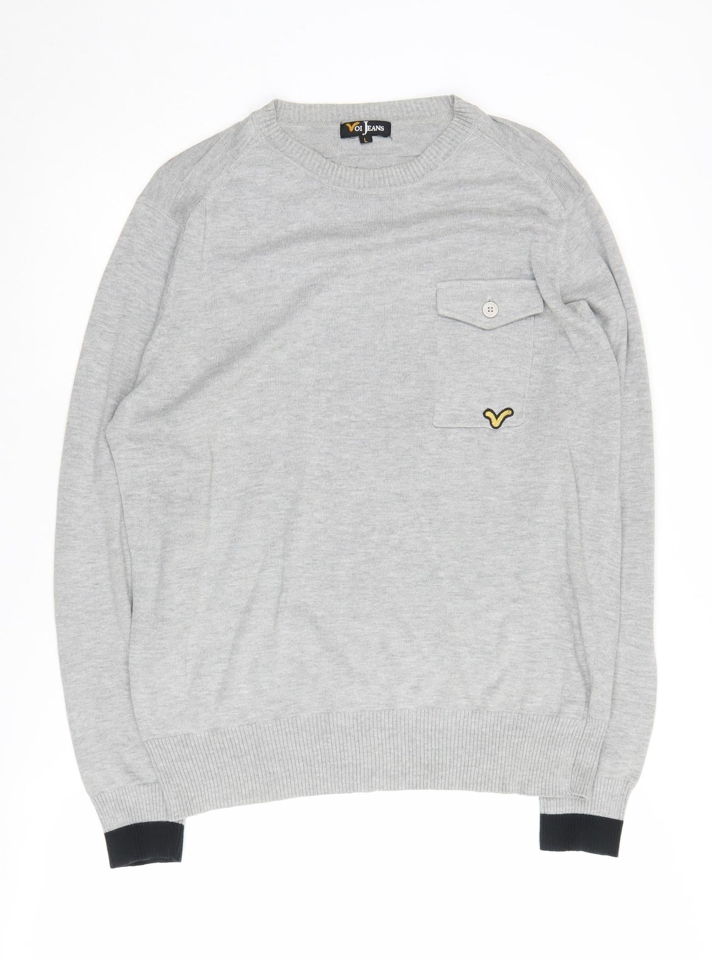 Voi Jeans Men's Grey L Pullover Crew Neck Jumper