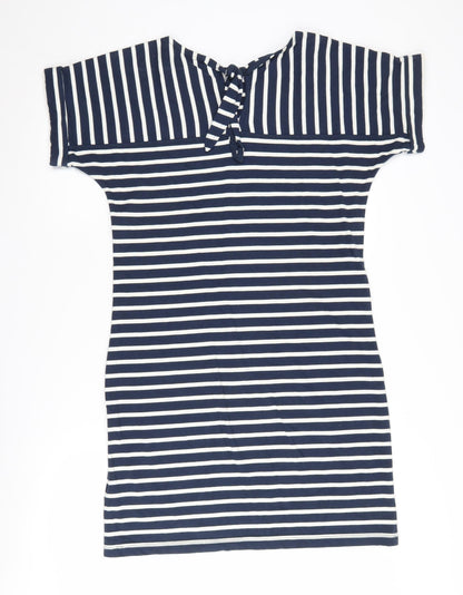 Weird Fish Women's Blue Striped T-Shirt Dress Size 10