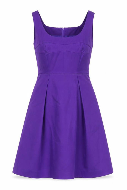 Front view of L.K. Bennett Women's Purple A-Line Dress, UK 10