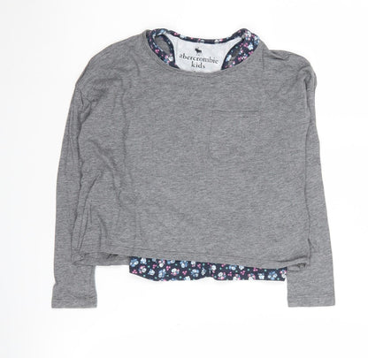 Abercrombie Kids Grey Girls Long Sleeve T-Shirt 7-8 Years