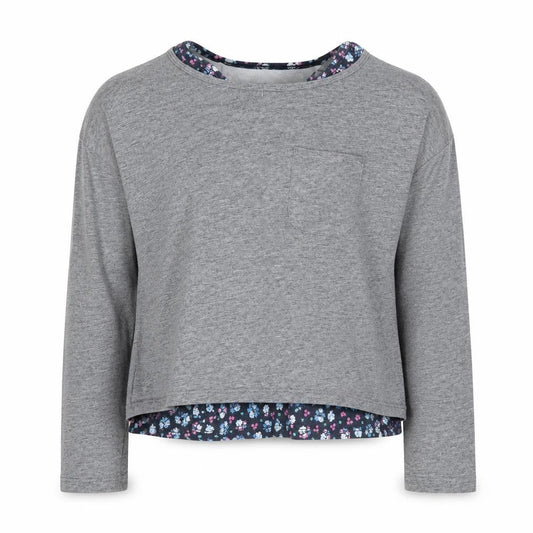Front view of Abercrombie & Fitch Kids Grey girls’ long sleeve t-shirt 7-8 years