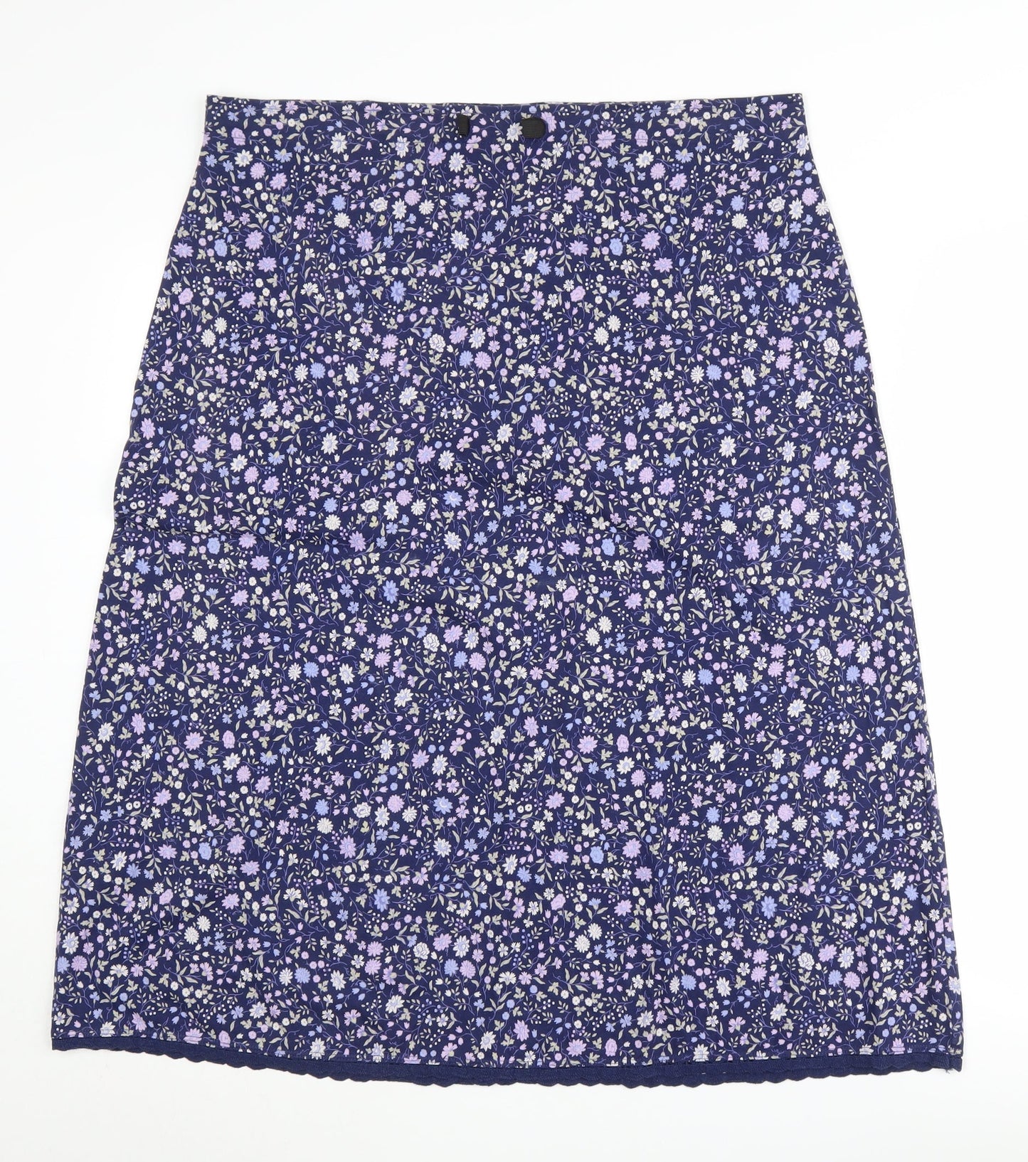 Laura Ashley Women's Blue Floral A-Line Skirt, Size L