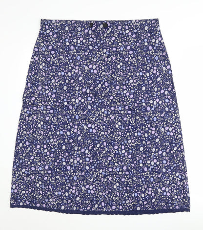 Laura Ashley Women's Blue Floral A-Line Skirt, Size L