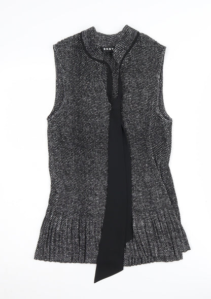 Womens UK Size 6 DKNY Black Tunic Blouse