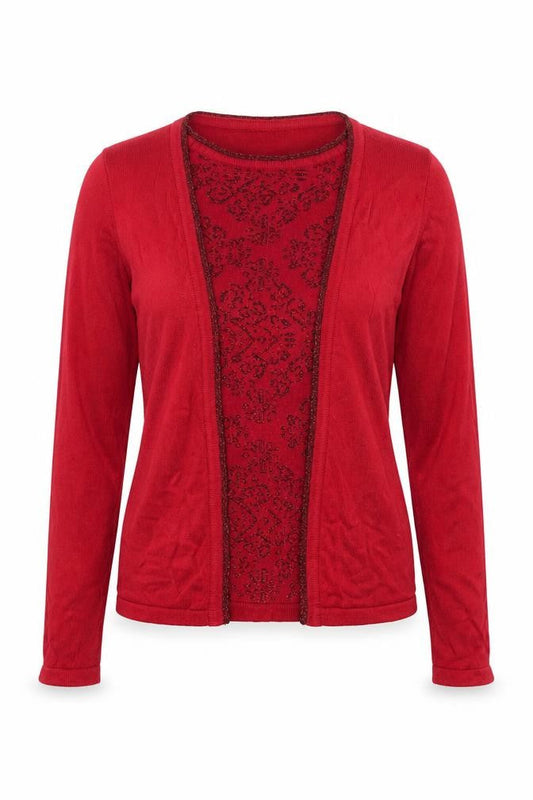 Front view of Honor Millburn Women's Red Cardigan S Size