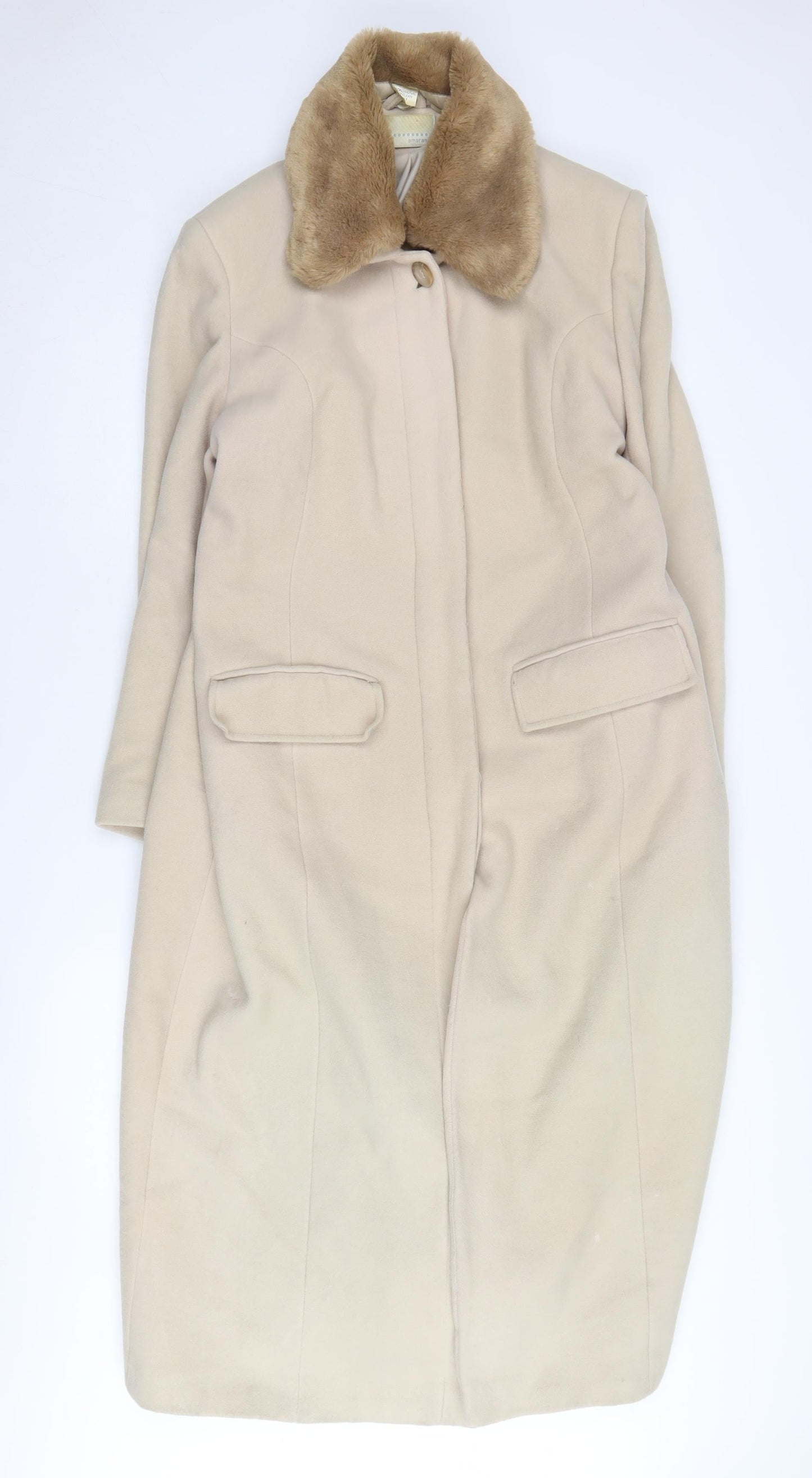 Womens UK Size 16 AMARANTO Beige Overcoat