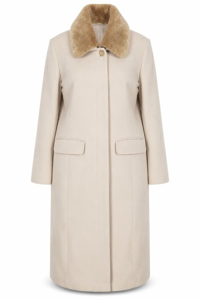 Womens UK Size 16 AMARANTO Beige Overcoat