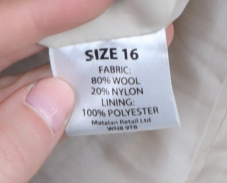 Womens UK Size 16 AMARANTO Beige Overcoat