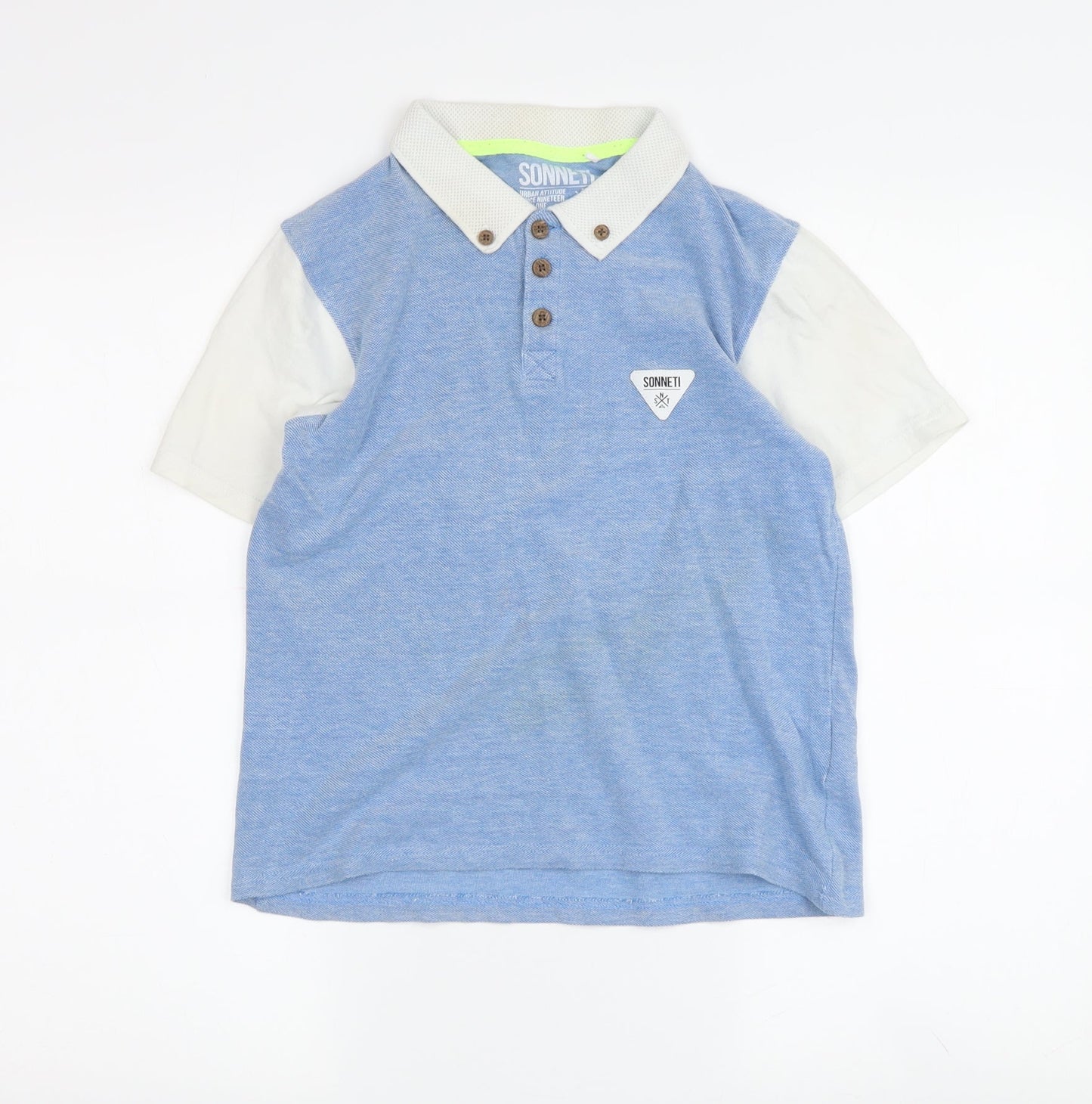 Sonneti Boys Blue White Polo Shirt 10-12 Years, Cotton Casual