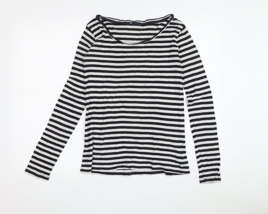 Gap Women's Black Striped Long Sleeve T-Shirt Small
