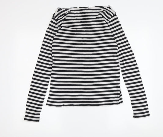 Gap Women's Black Striped Long Sleeve T-Shirt Small