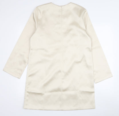 H&M Women Ivory Long Sleeve Dress Size M