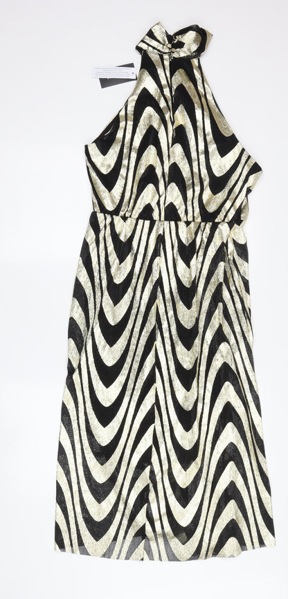 Et Vous Women's Gold Black A-Line Party Dress Size 14