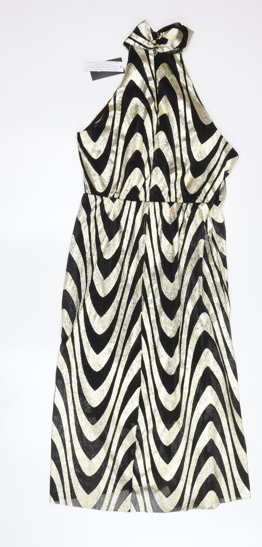 Et Vous Women's Gold Black A-Line Party Dress Size 14