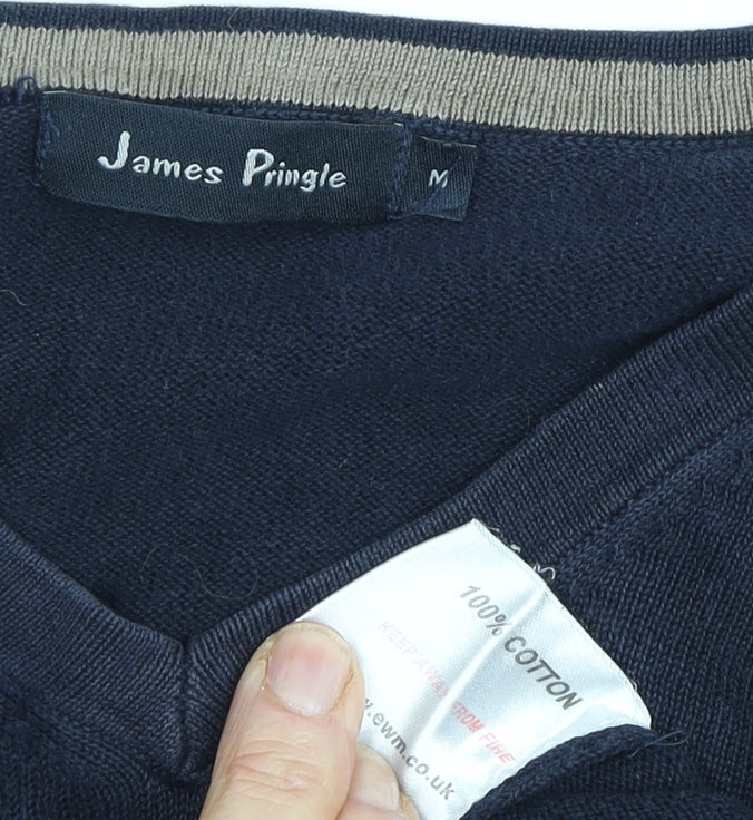 James Pringle Men's Blue Cotton Pullover Jumper M