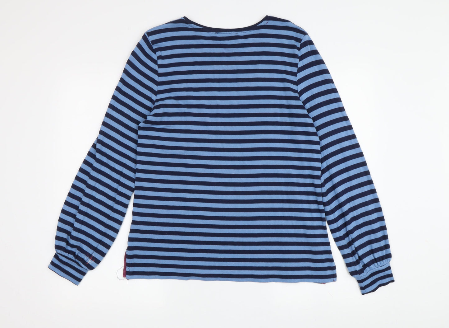 Oasis Women's Blue Striped T-Shirt, Size S, Casual Style